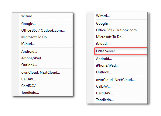 The expanded Synchronization context menu