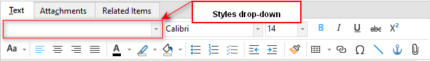 The styles drop-down in the toolbar for editing tools