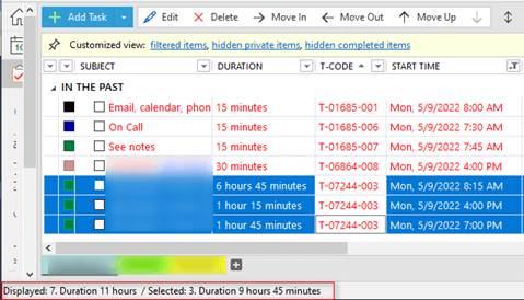 As I select tasks, I can see the total time in the status bar, which allows me to record my hours quickly in Workday