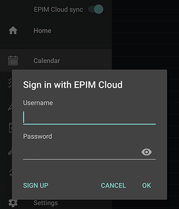 The login screen for EPIM Cloud in AEPIM