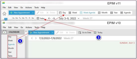 Calendar views move to toolbar