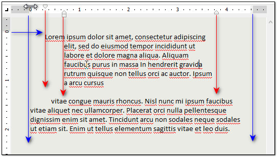 Sample setting for margin and indentation selectors