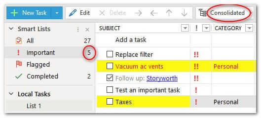 Smart Lists - consolidated tasks view
