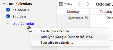 Add new calendars