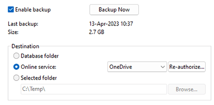 Backup your EPIM database to online services